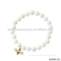 8mm Faceted Acrylic Beaded Bracelet With Gold Diamond Bee Pendant Bangle